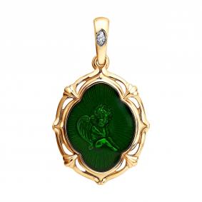 Золотая подвеска SOKOLOV 6039057 с бриллиантом и эмалью 6039057 фото