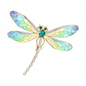 6049034: Брошь из золота с бриллиантами, изумрудом и эмалью 6049034 фото