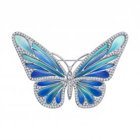 Брошь из белого золота SOKOLOV с витражной эмалью и бриллиантом 6049035-3 6049035-3 фото