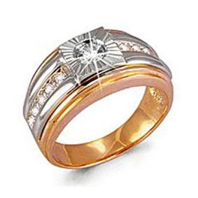 Золотое кольцо AQUAMARINE 60592А с фианитом 60592А фото