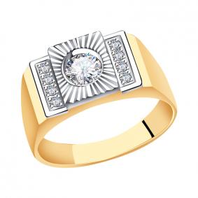 Золотое кольцо AQUAMARINE 60605А с фианитом 60605А фото