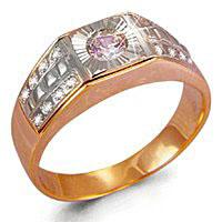 Золотое кольцо AQUAMARINE 60608А с фианитом 60608А фото