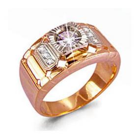 Золотое кольцо AQUAMARINE 60610 с фианитом 60610 фото