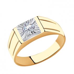 Золотое кольцо AQUAMARINE 60612 с фианитом 60612 фото