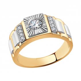 Золотое кольцо AQUAMARINE 60618А с фианитом 60618А фото