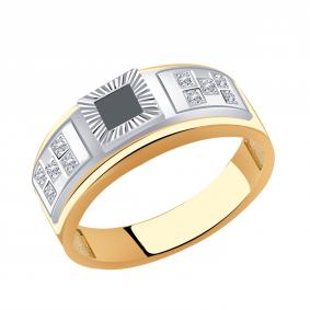 Золотое кольцо AQUAMARINE 60623Ч с фианитом 60623Ч фото