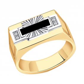 Золотое кольцо AQUAMARINE 60636Ч с фианитом 60636Ч фото