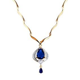 Золотое колье SOKOLOV 6072009 с бриллиантом и сапфировым корундом 6072009 фото