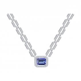Колье из белого золота SOKOLOV 6074072-3 с бриллиантом и танзанитом 6074072-3 фото