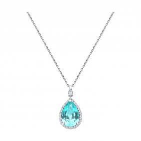 Колье из белого золота SOKOLOV 6074074-3-5 с турмалином и бриллиантом выращенным 6074074-3-5 фото