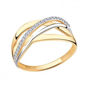 Золотое кольцо Золотые узоры 61-0014 с цирконием 61-0014 фото