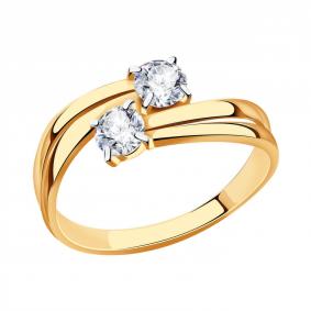 Золотое кольцо Золотые узоры 61-0042 с цирконием 61-0042 фото