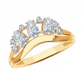 Золотое кольцо Золотые узоры 61-0045 с цирконием 61-0045 фото