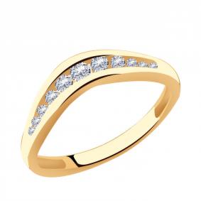 Золотое кольцо Золотые узоры 61-0047 с цирконием 61-0047 фото