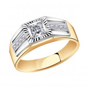 Золотое кольцо AQUAMARINE 61012А с фианитом 61012А фото