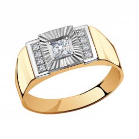 Золотое кольцо AQUAMARINE 61019А с фианитом 61019А фото