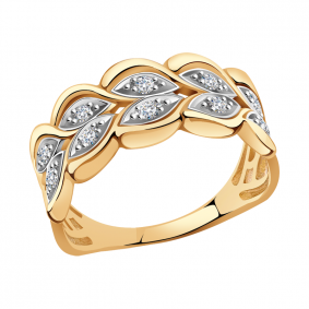 Золотое кольцо AQUAMARINE 61653А с фианитом 61653А фото