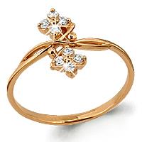 Золотое кольцо AQUAMARINE 61725А с фианитом 61725А фото