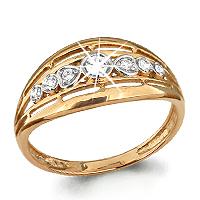 Золотое кольцо AQUAMARINE 61890А с фианитом 61890А фото