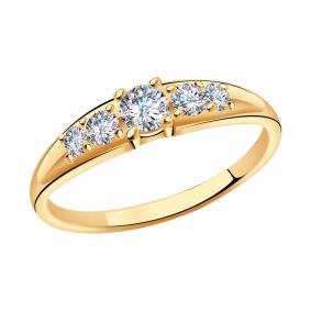 Золотое кольцо AQUAMARINE 61946А с фианитом 61946А фото