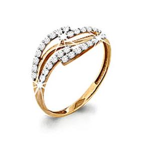 Золотое кольцо AQUAMARINE 61976 с фианитом 61976 фото