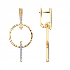 Золотые серьги Золотые узоры 62-0192 с цирконием 62-0192 фото