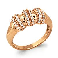 Золотое кольцо AQUAMARINE 62003А с фианитом 62003А фото