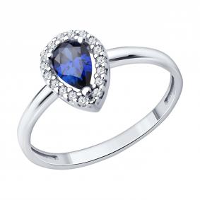 Серебряное кольцо SOKOLOV 62010024 с фианитом и сапфиром 62010024 фото