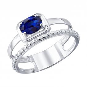 Серебряное кольцо SOKOLOV 62010025 с фианитом и сапфиром 62010025 фото