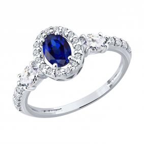 Серебряное кольцо SOKOLOV 62010026 с фианитом и сапфиром 62010026 фото