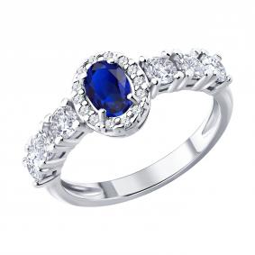 Серебряное кольцо SOKOLOV 62010027 с фианитом и сапфиром 62010027 фото
