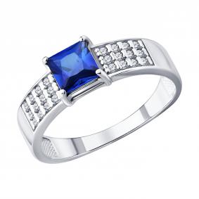 Серебряное кольцо SOKOLOV 62010030 с фианитом и сапфиром 62010030 фото