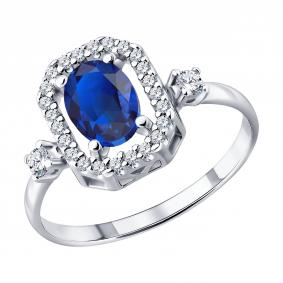 Серебряное кольцо SOKOLOV 62010031 с фианитом и сапфиром 62010031 фото