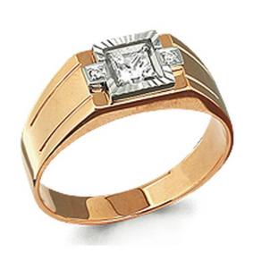 Золотое кольцо AQUAMARINE 62016А с фианитом 62016А фото