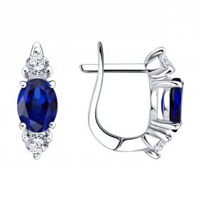 Серебряные серьги SOKOLOV 62020035 с фианитом и сапфиром 62020035 фото