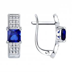 Серебряные серьги SOKOLOV 62020037 с фианитом и сапфиром 62020037 фото
