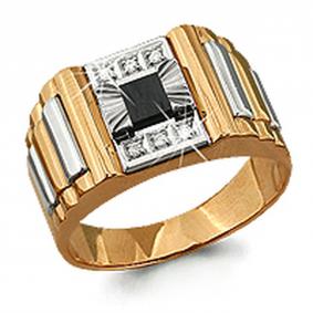 Золотое кольцо AQUAMARINE 62038Ч с фианитом 62038Ч фото