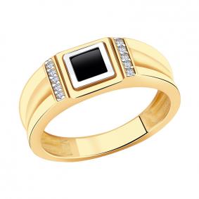 Золотое кольцо AQUAMARINE 62134Ч с фианитом 62134Ч фото