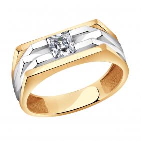 Золотое кольцо AQUAMARINE 62168 с фианитом 62168 фото