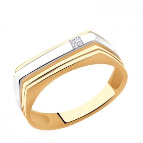 Золотое кольцо AQUAMARINE 62172 с фианитом 62172 фото