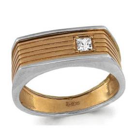 Золотое кольцо AQUAMARINE 62173 с фианитом 62173 фото