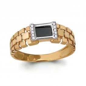 Золотое кольцо AQUAMARINE 62174Ч с фианитом 62174Ч фото