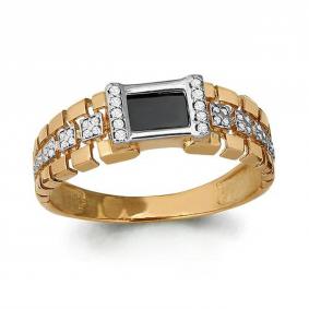 Золотое кольцо AQUAMARINE 62175Ч с фианитом 62175Ч фото