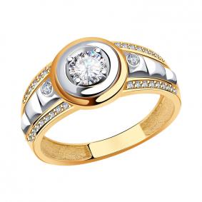 Золотое кольцо AQUAMARINE 62179 с фианитом 62179 фото