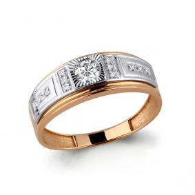 Золотое кольцо AQUAMARINE 62182А с фианитом 62182А фото