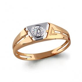 Золотое кольцо AQUAMARINE 62194 с фианитом 62194 фото