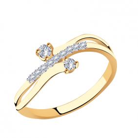 Золотое кольцо AQUAMARINE 62233А с фианитом 62233А фото