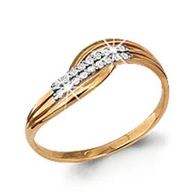 Золотое кольцо AQUAMARINE 62236А с фианитом 62236А фото