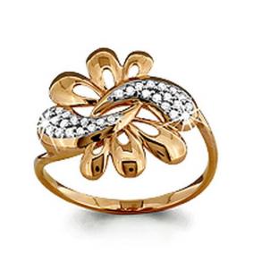 Золотое кольцо AQUAMARINE 62307А с фианитом 62307А фото