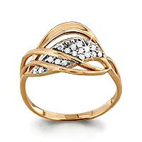 Золотое кольцо AQUAMARINE 62317А с фианитом 62317А фото